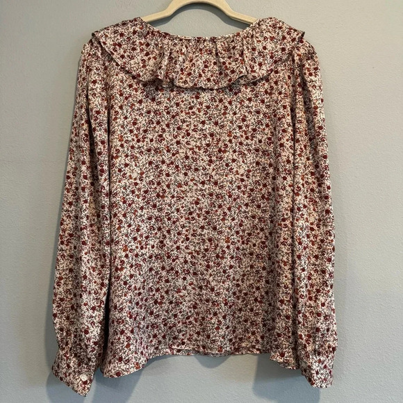 Ann Taylor Floral Ruffle Blouse Office Work Career Casual XXL - Picture 2 of 7